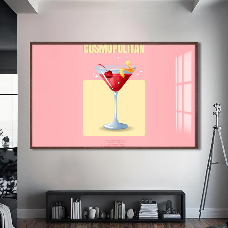 Cosmopolitan Cam Tablo – Ceviz Çerçeveli Cam Tablo