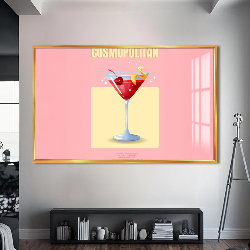 Cosmopolitan Cam Tablo – Altın Çerçeveli Cam Tablo