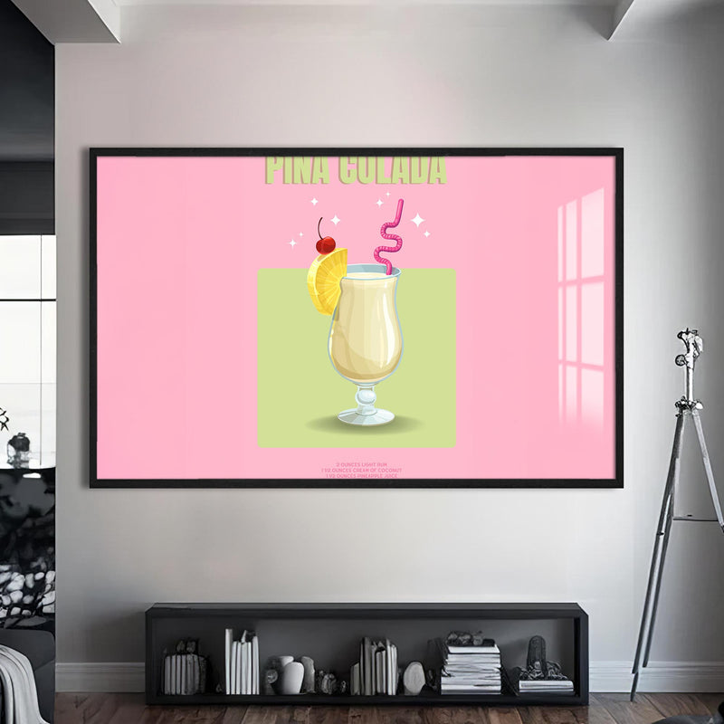 Pina Colada Cam Tablo – Siyah Çerçeveli Cam Tablo