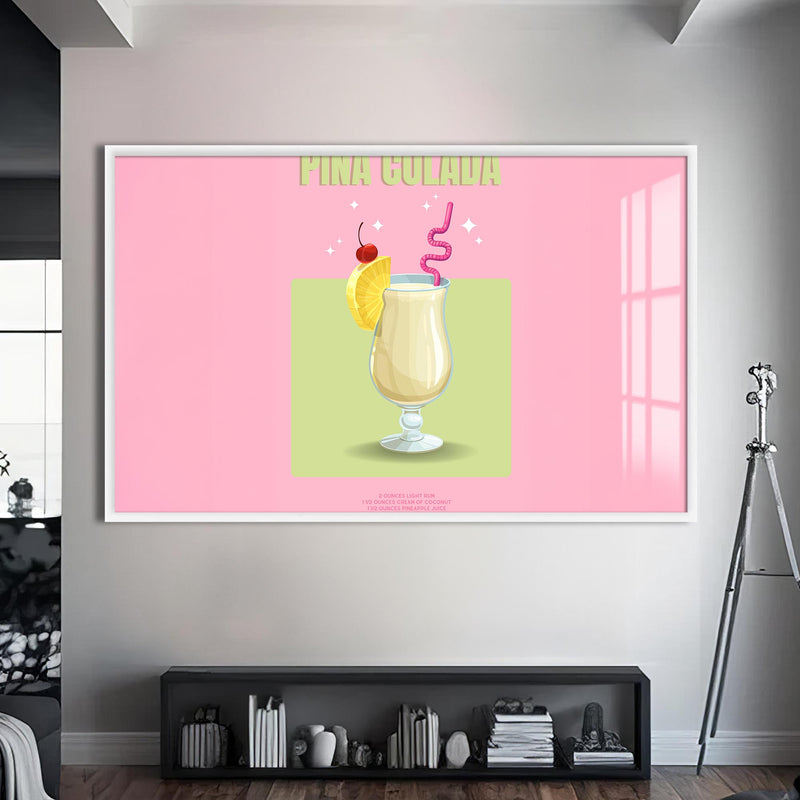 Pina Colada Cam Tablo – Beyaz Çerçeveli Cam Tablo