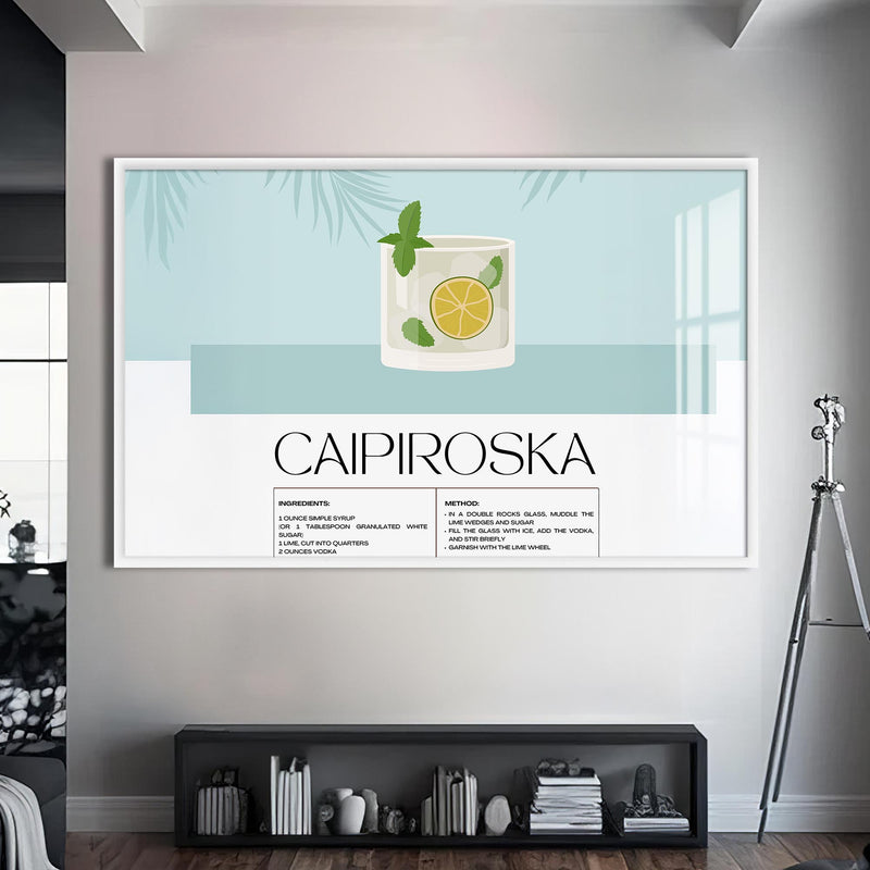Caipiroska Cam Tablo – Beyaz Çerçeveli Cam Tablo