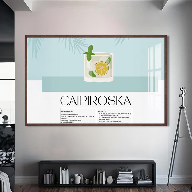 Caipiroska Cam Tablo – Ceviz Çerçeveli Cam Tablo