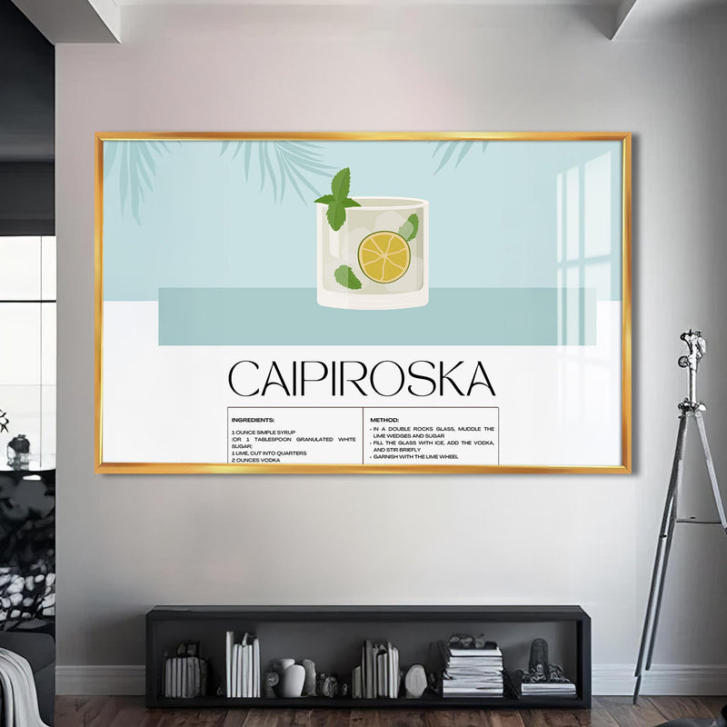 Caipiroska Cam Tablo – Altın Çerçeveli Cam Tablo