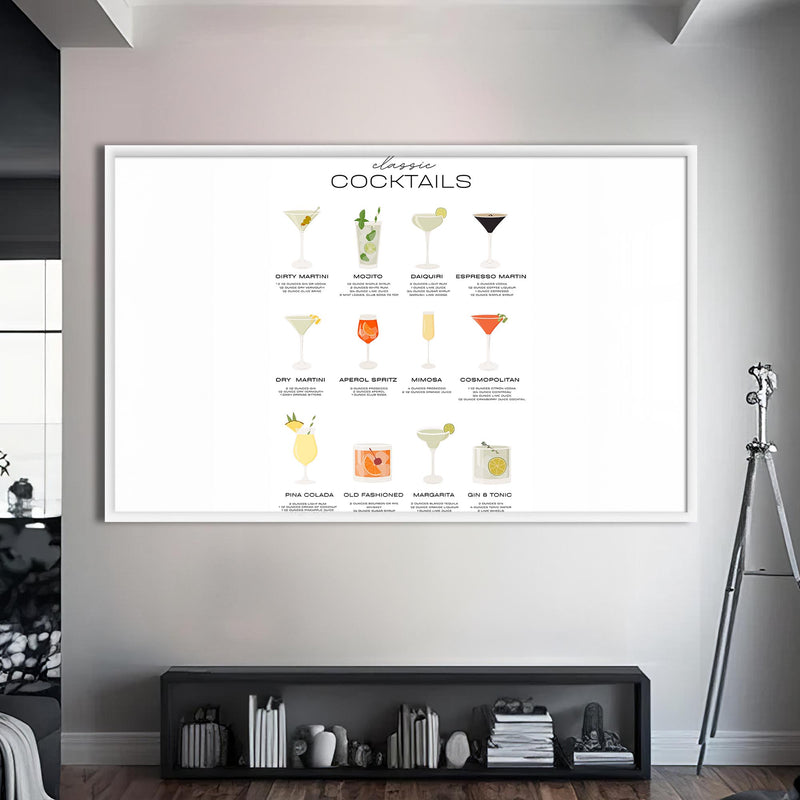 Cocktail Mix Cam Tablo – Beyaz Çerçeveli Cam Tablo