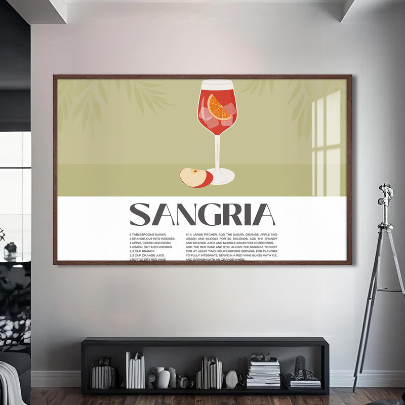 Sangria Cam Tablo – Ceviz Çerçeveli Cam Tablo