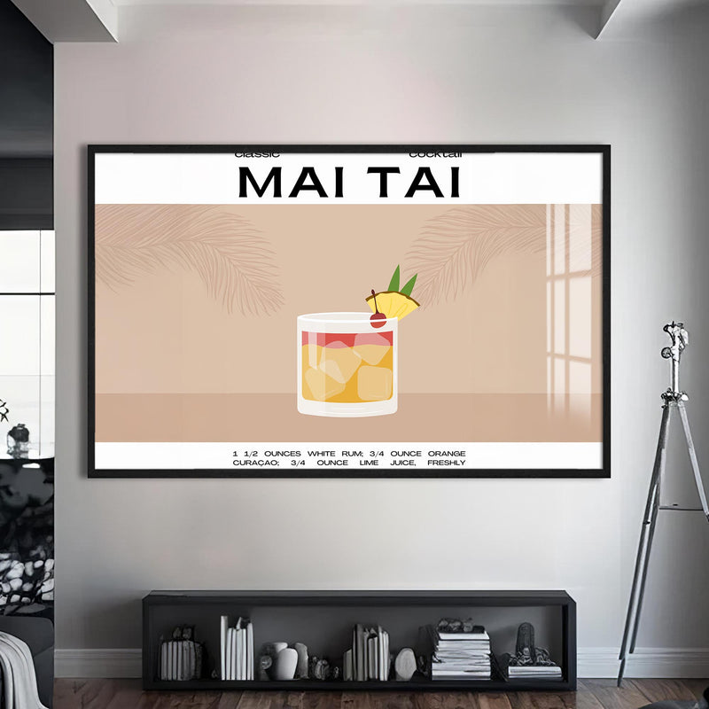 Mai Tai Cam Tablo – Siyah Çerçeveli Cam Tablo