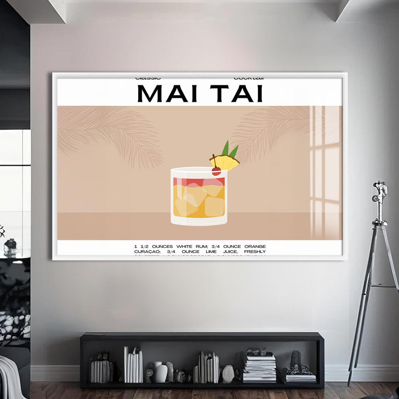Mai Tai Cam Tablo – Beyaz Çerçeveli Cam Tablo