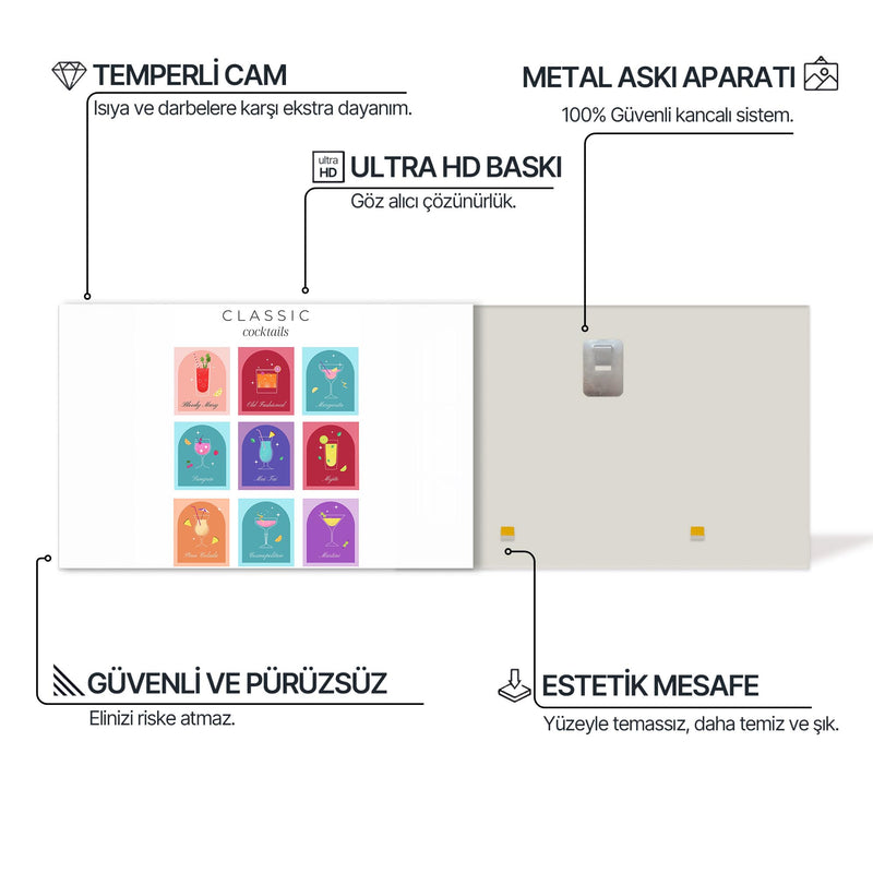 Klasik Kokteyller Cam Tablo – Cam Tablo