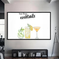 But First Cocktails Cam Tablo – Siyah Çerçeveli Cam Tablo