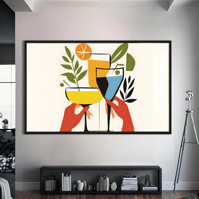 Trio Cheers Cam Tablo – Siyah Çerçeveli Cam Tablo