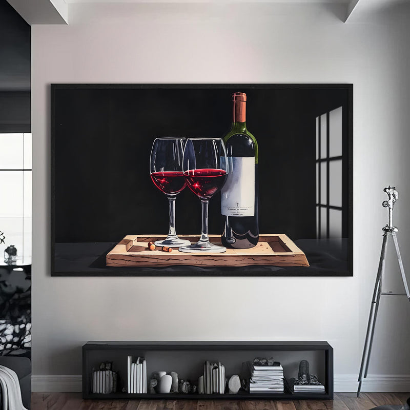 Red Wine Duo Cam Tablo – Siyah Çerçeveli Cam Tablo