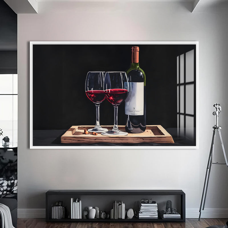Red Wine Duo Cam Tablo – Beyaz Çerçeveli Cam Tablo