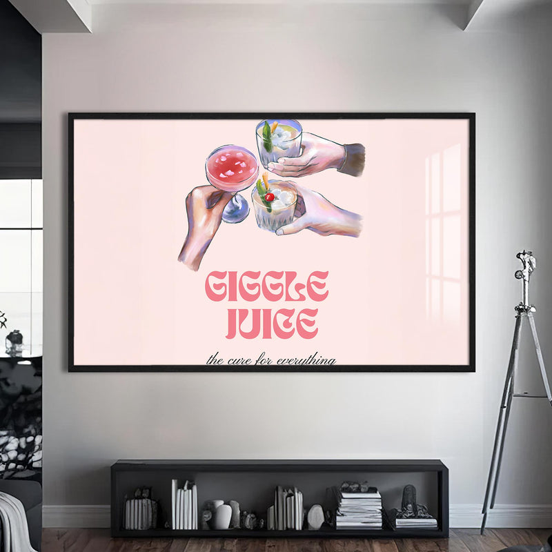 Giggle Juice Cam Tablo – Siyah Çerçeveli Cam Tablo