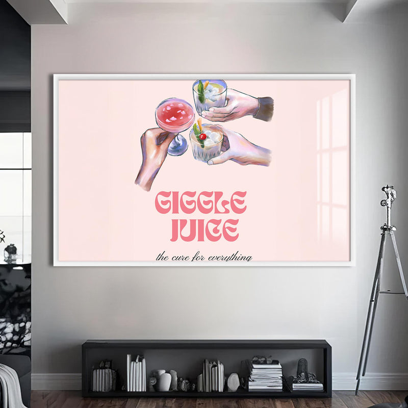 Giggle Juice Cam Tablo – Beyaz Çerçeveli Cam Tablo