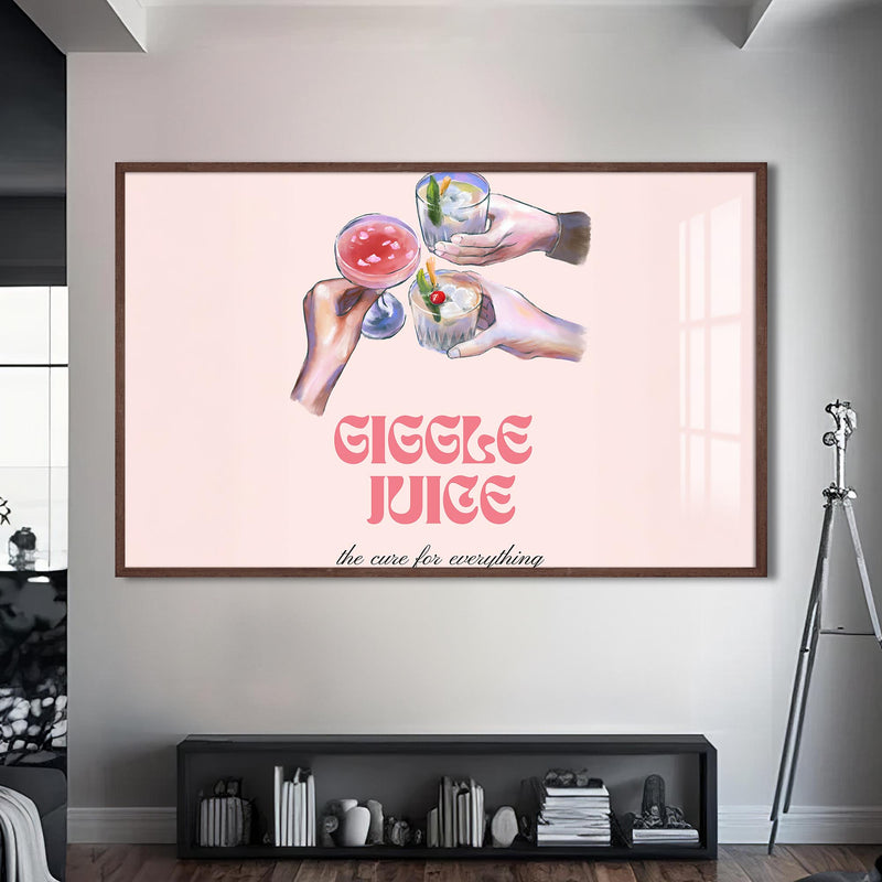 Giggle Juice Cam Tablo – Ceviz Çerçeveli Cam Tablo