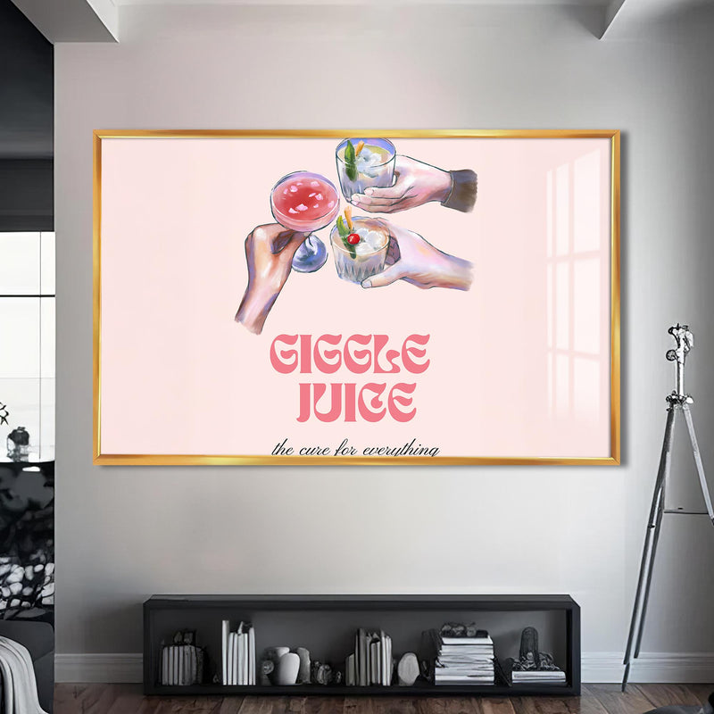 Giggle Juice Cam Tablo – Altın Çerçeveli Cam Tablo