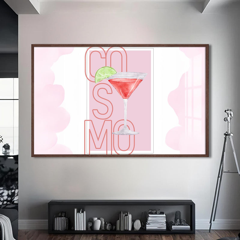 Cosmopolitan Cam Tablo – Ceviz Çerçeveli Cam Tablo