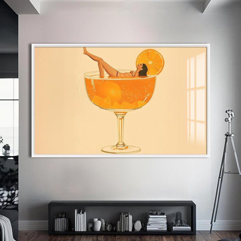 Summer Spritz Cam Tablo – Beyaz Çerçeveli Cam Tablo