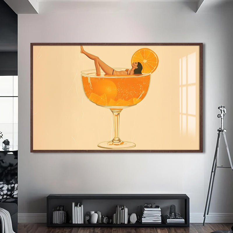Summer Spritz Cam Tablo – Ceviz Çerçeveli Cam Tablo