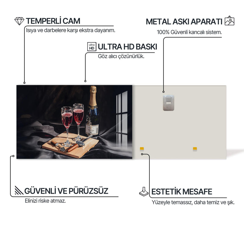 Şampanya Zamanı Cam Tablo – Cam Tablo