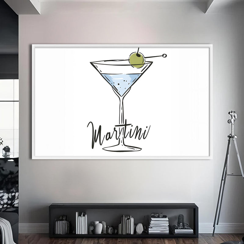 Martini Cam Tablo – Beyaz Çerçeveli Cam Tablo
