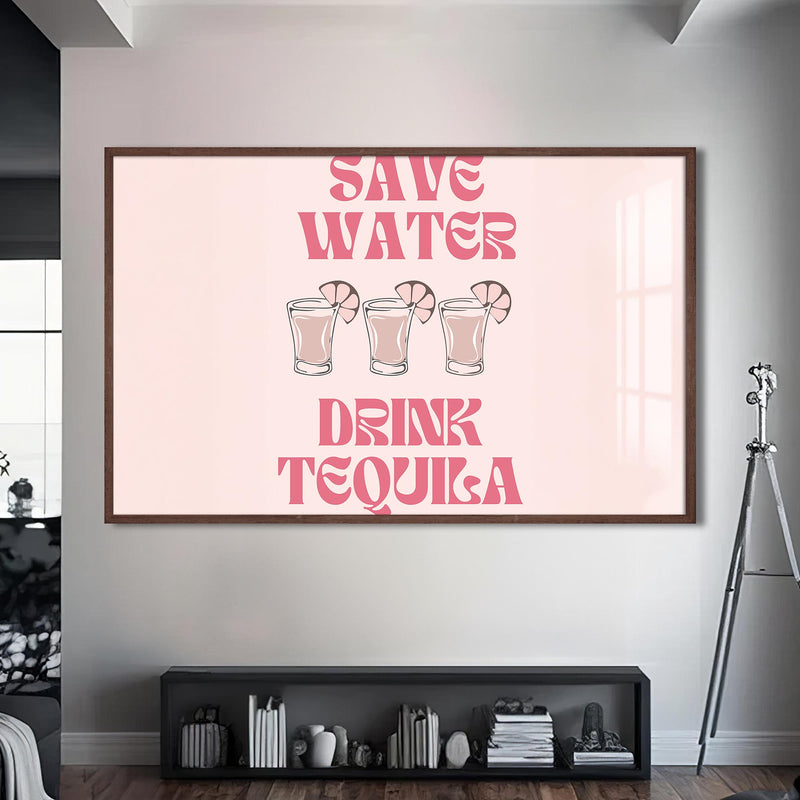Tequila Cam Tablo – Ceviz Çerçeveli Cam Tablo
