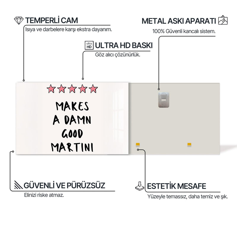 Beş Yıldızlı Martini Cam Tablo – Cam Tablo
