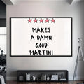 Beş Yıldızlı Martini Cam Tablo – Siyah Çerçeveli Cam Tablo