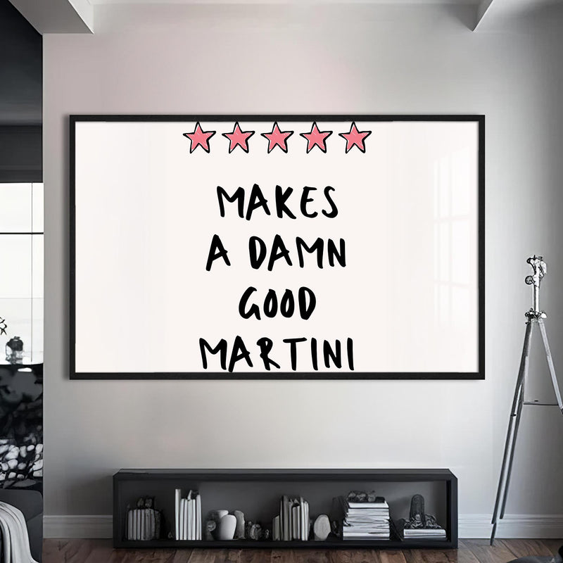 Beş Yıldızlı Martini Cam Tablo – Siyah Çerçeveli Cam Tablo