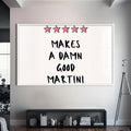 Beş Yıldızlı Martini Cam Tablo – Beyaz Çerçeveli Cam Tablo