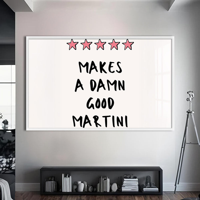 Beş Yıldızlı Martini Cam Tablo – Beyaz Çerçeveli Cam Tablo