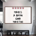 Beş Yıldızlı Martini Cam Tablo – Ceviz Çerçeveli Cam Tablo