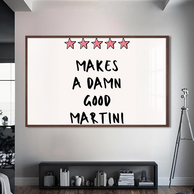 Beş Yıldızlı Martini Cam Tablo – Ceviz Çerçeveli Cam Tablo