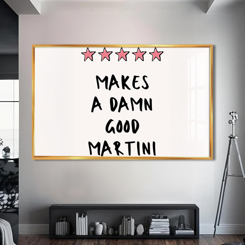 Beş Yıldızlı Martini Cam Tablo – Altın Çerçeveli Cam Tablo
