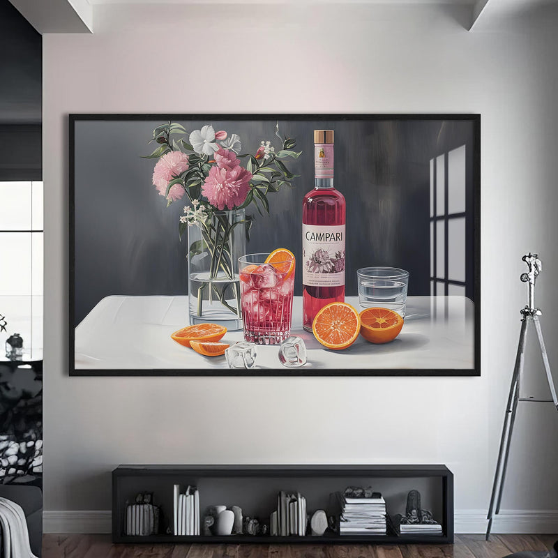 Campari Sofrası Cam Tablo – Siyah Çerçeveli Cam Tablo