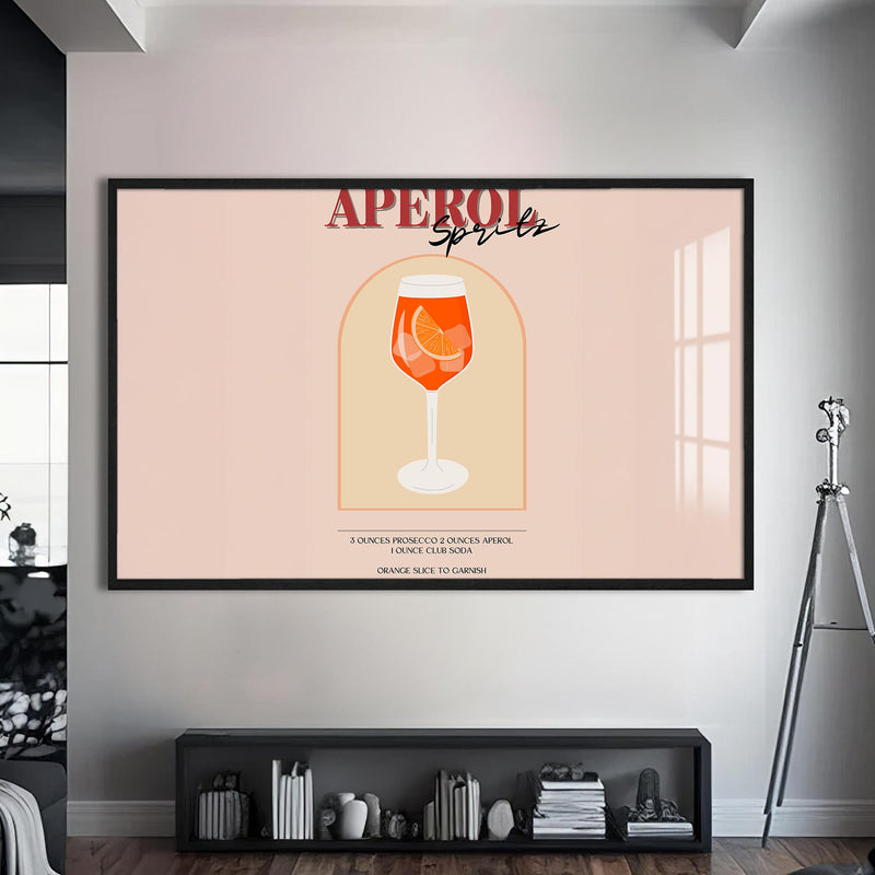 Aperol Spritz Cam Tablo – Siyah Çerçeveli Cam Tablo
