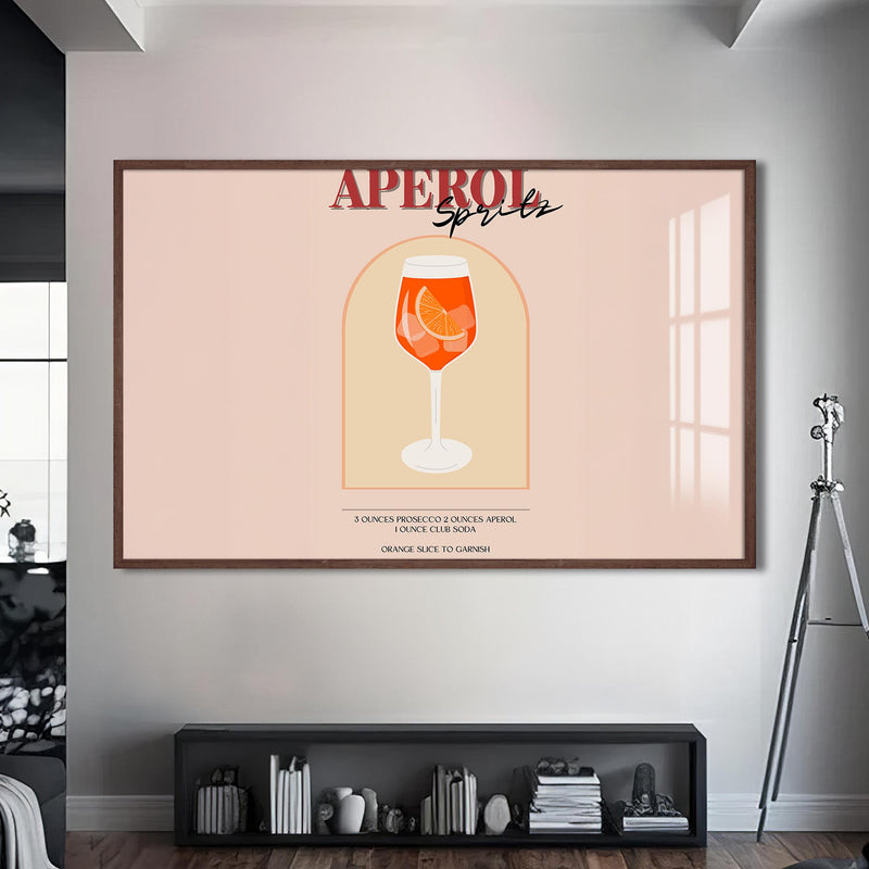 Aperol Spritz Cam Tablo – Ceviz Çerçeveli Cam Tablo