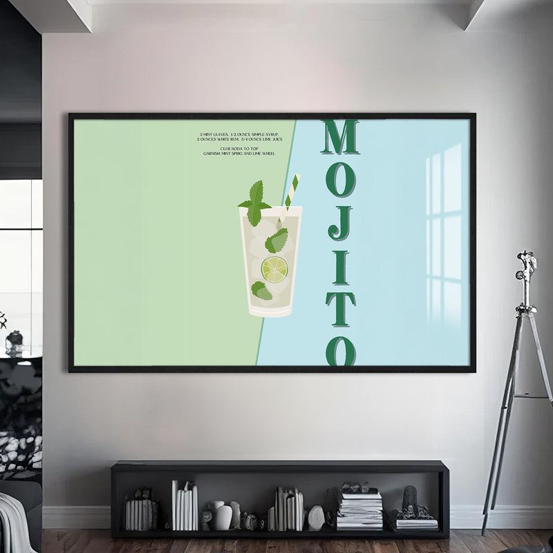 Mojito Cam Tablo – Siyah Çerçeveli Cam Tablo