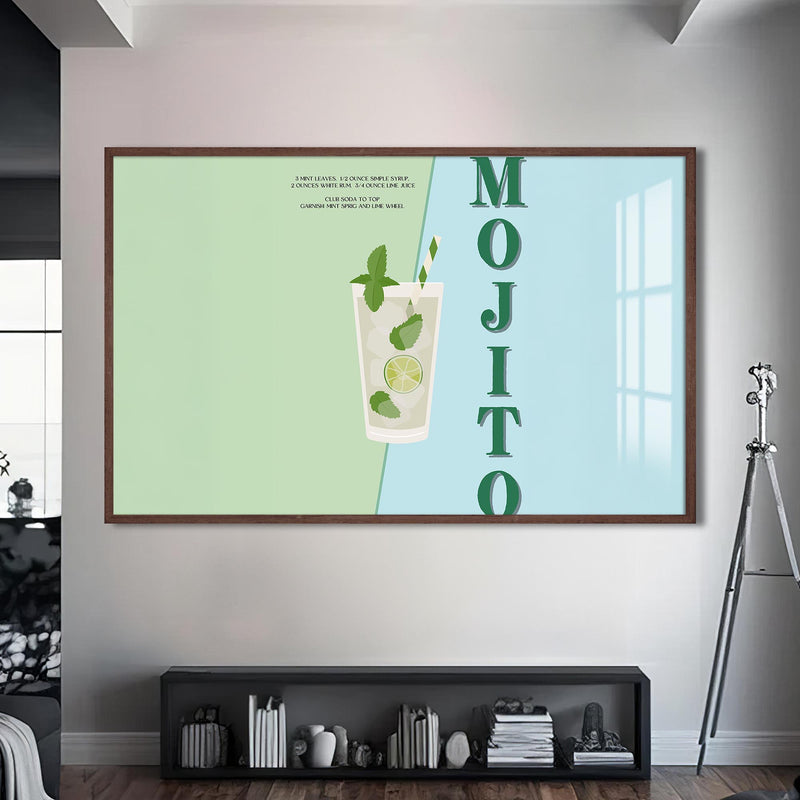 Mojito Cam Tablo – Ceviz Çerçeveli Cam Tablo
