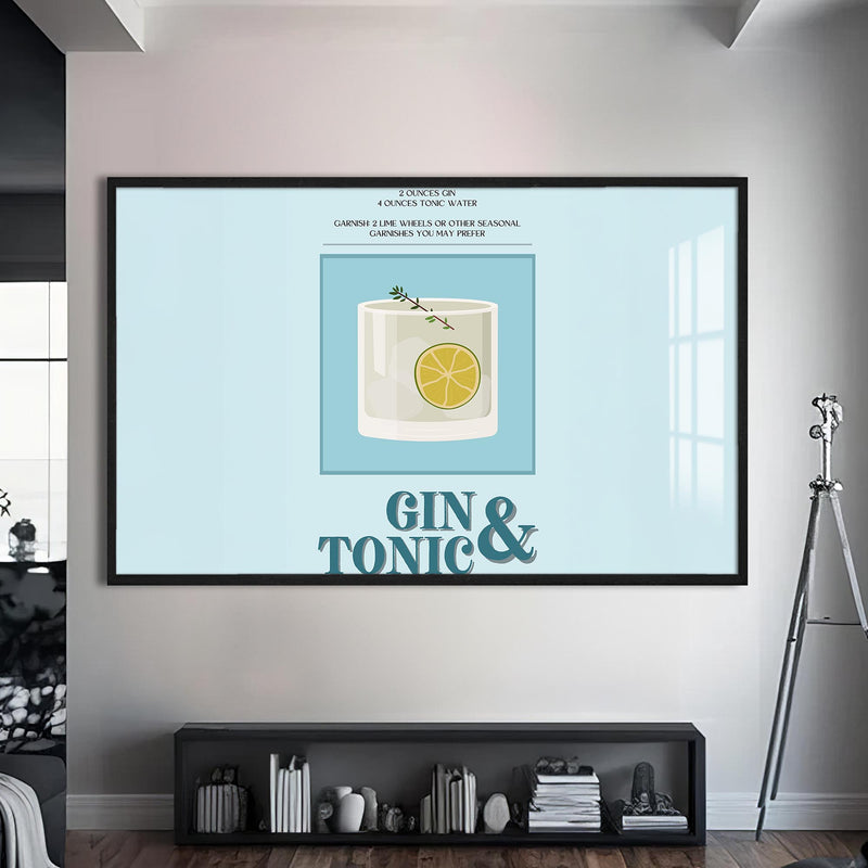 Gin Tonic Cam Tablo – Siyah Çerçeveli Cam Tablo
