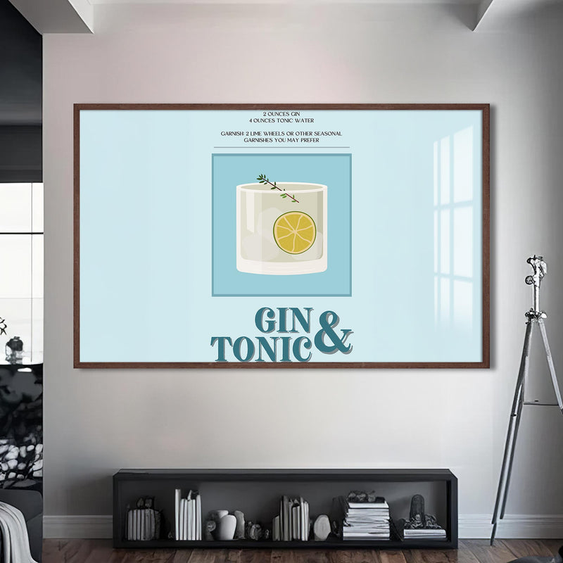 Gin Tonic Cam Tablo – Ceviz Çerçeveli Cam Tablo