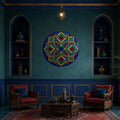 Vitray Geometrik Renkli Yuvarlak Cam Tablo