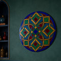 Vitray Geometrik Renkli Yuvarlak Cam Tablo