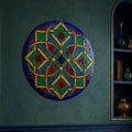 Vitray Geometrik Renkli Yuvarlak Cam Tablo