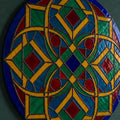 Vitray Geometrik Renkli Yuvarlak Cam Tablo