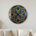 Vitray Geometrik Renkli Yuvarlak Cam Tablo