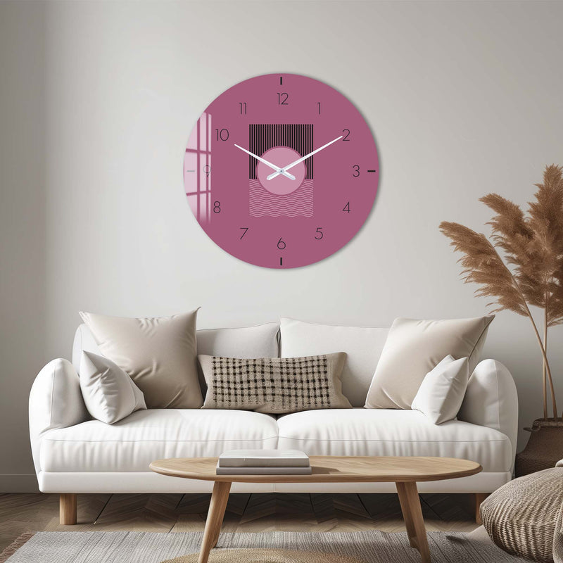 Pembe - Cam Duvar Saati – Cam Tablo