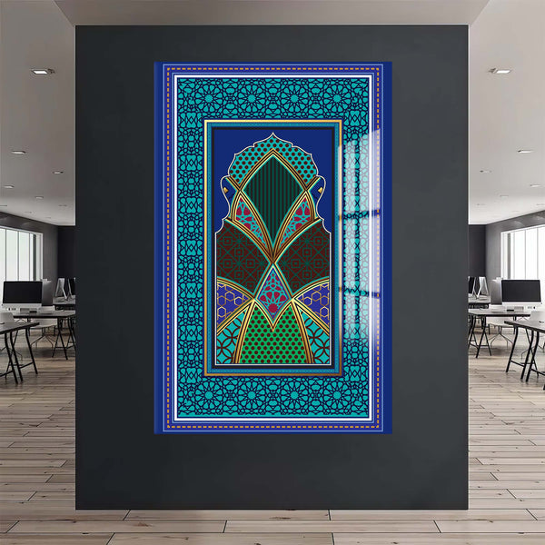 Geometrik Mescit Motifi Cam Tablo