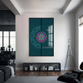 Mandala Motifli Cam Tablo – Siyah Çerçeveli Cam Tablo