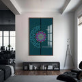 Mandala Motifli Cam Tablo – Ceviz Çerçeveli Cam Tablo